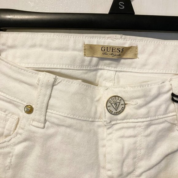 Guess women's size 26 rip distressed ankle zip retro accessory stretchy jeans - Picture 3 of 7